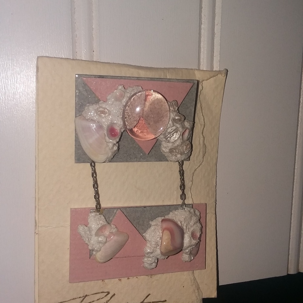 Sea Glass & Coral Shell Brooch -Handmade GIFT